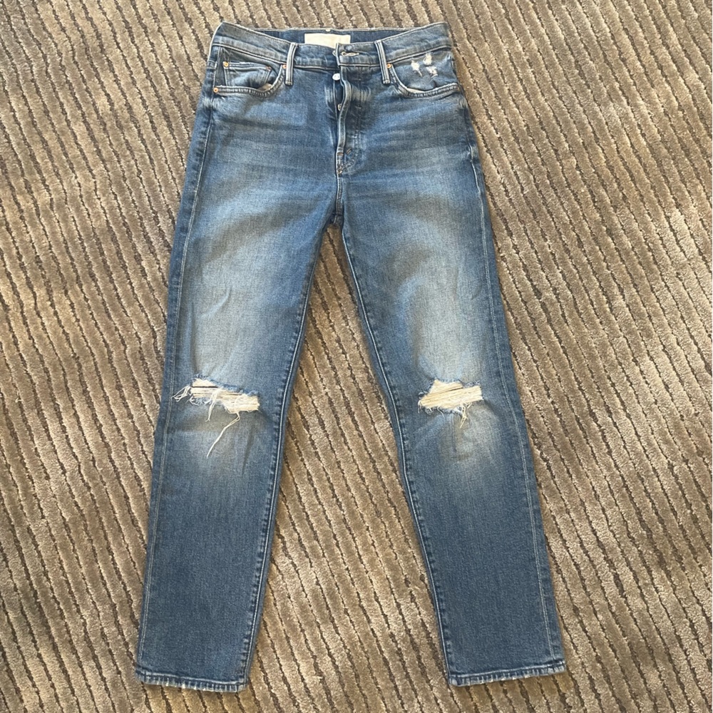 MOTHER Denim size 24 high waste, button fly, ripped denim. Excellent condition!
